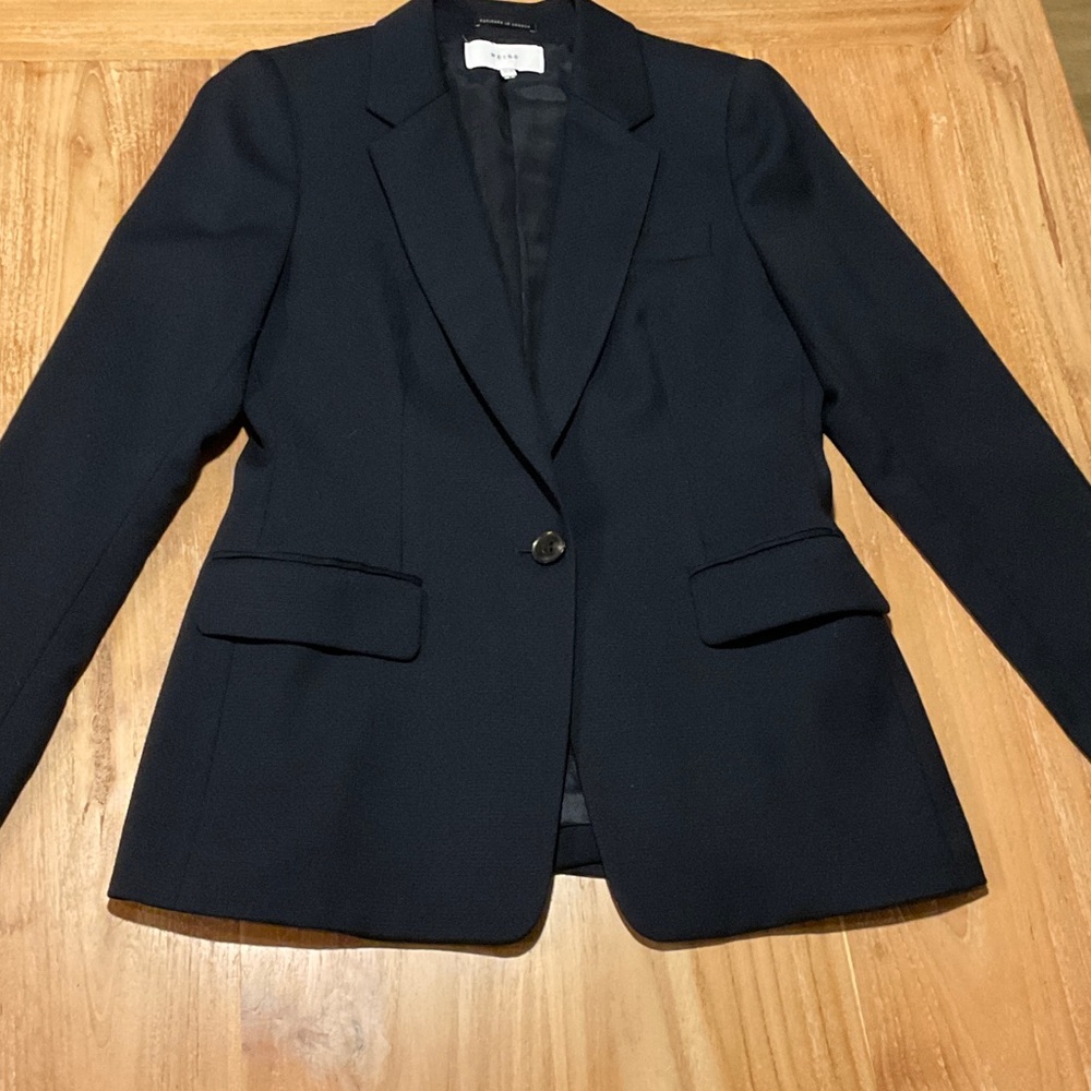 Reiss Textured Single Breasted Suit Blazer in Navy